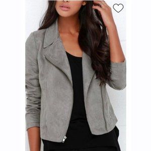 Jack BB Dakota gray faux vegan suede moto jacket XS